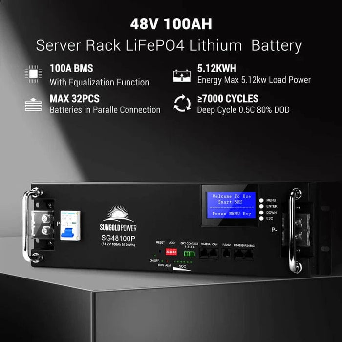 SunGold Power Hybrid Solar Kit 11.4KW 48V Split Phase 30.72KWH Lithium Battery 28 X 440 Watt Solar Panel SGH-11N3E