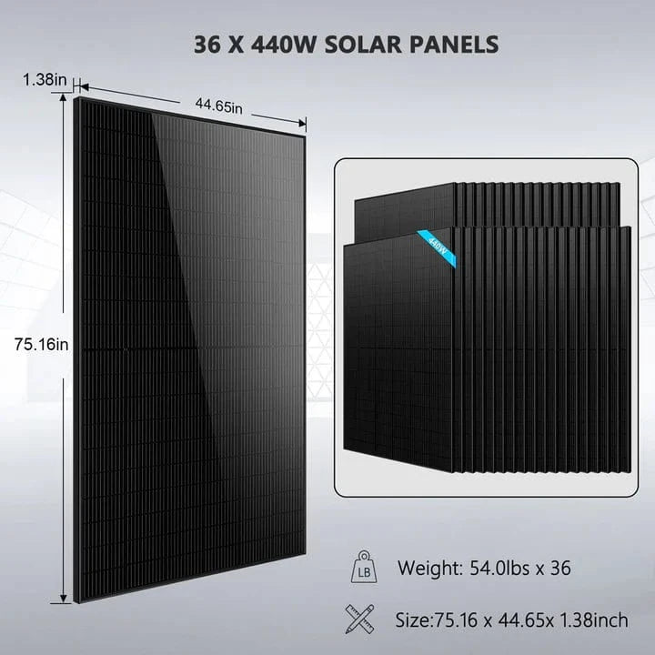 SunGold Power Hybrid Solar Kit 11.4KW 48V Split Phase 51.2 KWH Lithium Battery 36 X 440 Watt Solar Panel SGH-11N5E