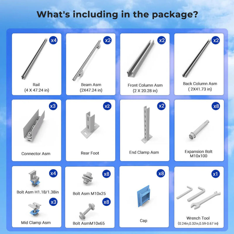 SunGold Power Modular & Expandable Ground Mount Brackets for 2× 400W–590W Solar Panels | Heavy-Duty Adjustable