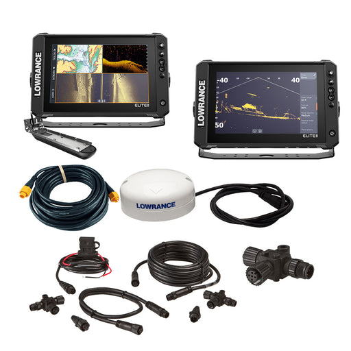 Lowrance Elite FS 10 BOAT in A BOX wActive Imaging 3in1  2 Displays TD GPS Antenna Starter Kit 25 Ethernet Cable