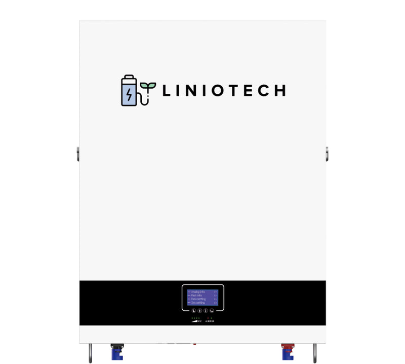 LINIOTECH 10 KWH 51.2V 200Ah Lifepo4 Power Reserve Power Wall Battery Storage Wall Mounted UL1973 LCD Touch Screen