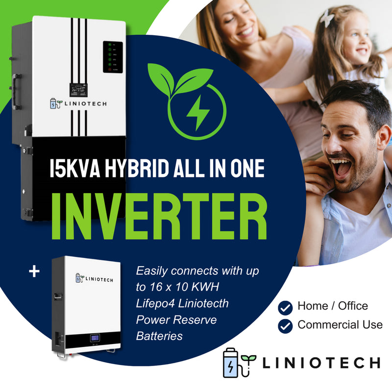 Liniotech 15KVA Hybrid Inverter All in One solar Inverter | 15kW PV Input | 11.4kW AC Output 200A Pass Through