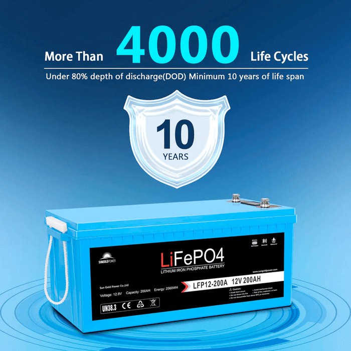 10 years life cycle 12v 200ah