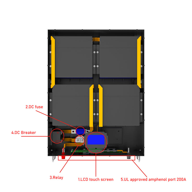 LINIOTECH 10 KWH 51.2V 200Ah Lifepo4 Power Reserve Power Wall Battery Storage Wall Mounted UL1973 LCD Touch Screen