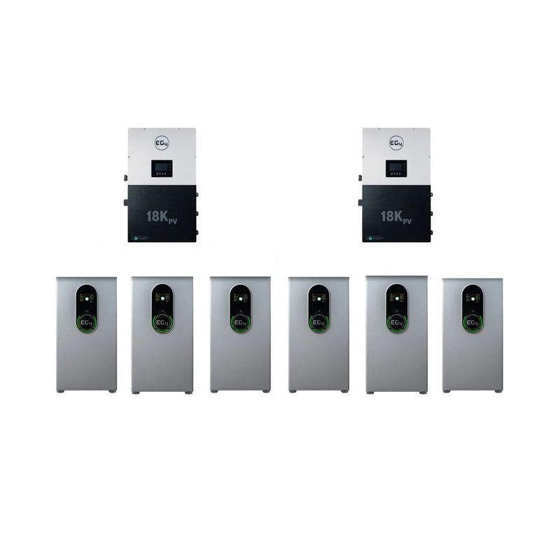EG4 Hybrid Power Kit | 24kW 120/240V Output 48VDC - 85.8kWh System Bundle | 2 x EG4 18kPV Hybrid Inverter + 6 x EG4 Wallmount Indoor Battery