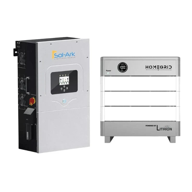Sol-Ark + Homegrid Hybrid Power Kit | 12kW 120/240V Output 48VDC - 14.4kWh System Bundle | Sol-Ark SA-12K-2P Hybrid Inverter + HomeGrid STACK'D 3X Battery System