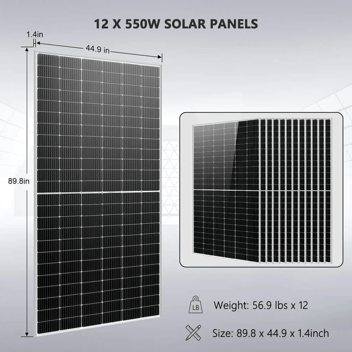 12 x 550W Solar Panels