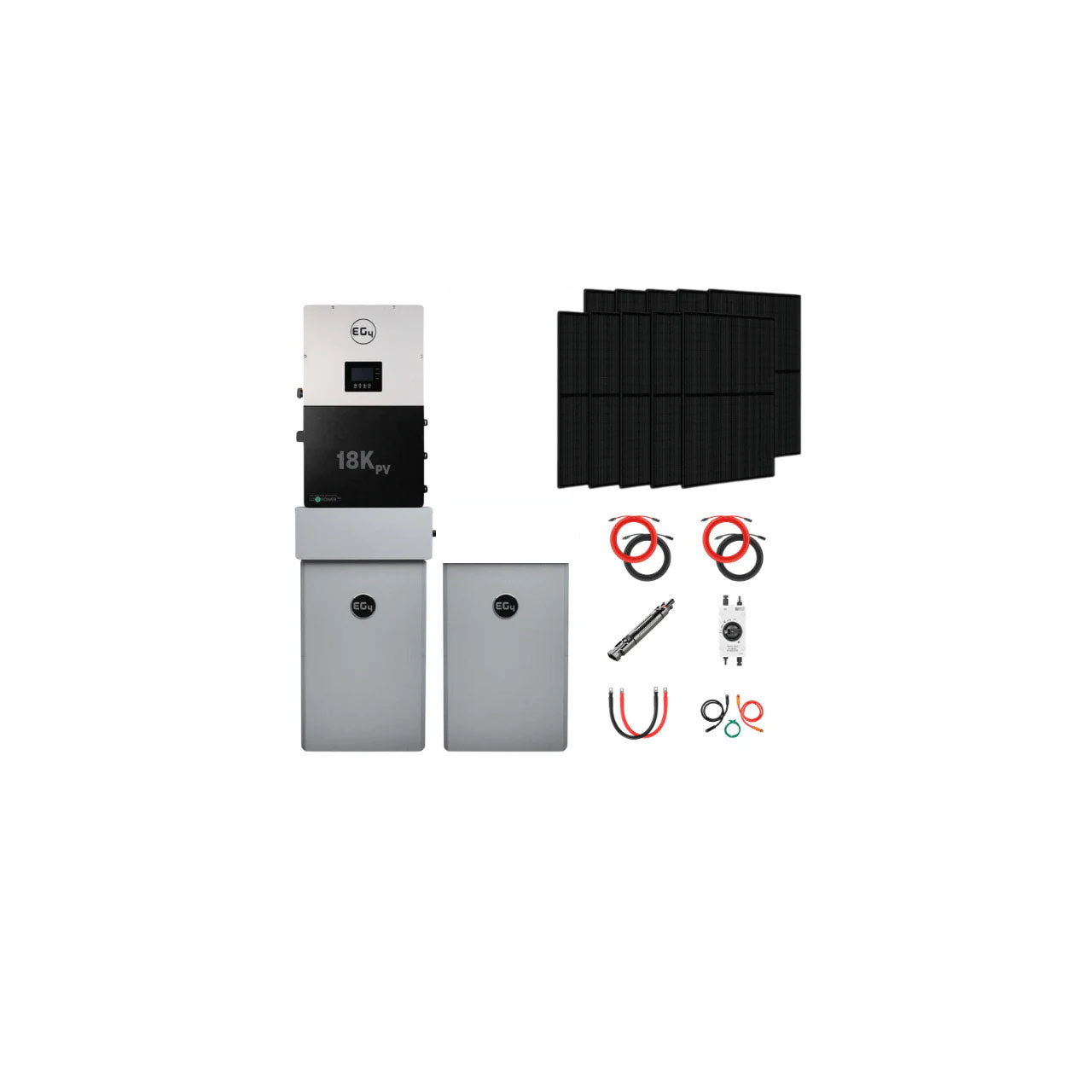 EG4 Complete Solar Kit | 12kW 120/240V Output 48VDC - 28.6kWh Solar Power System | EG4 18kPV Hybrid Inverter + 2 x EG4 PowerPro Wallmount Outdoor Battery + 24 x 410W Solar Panels