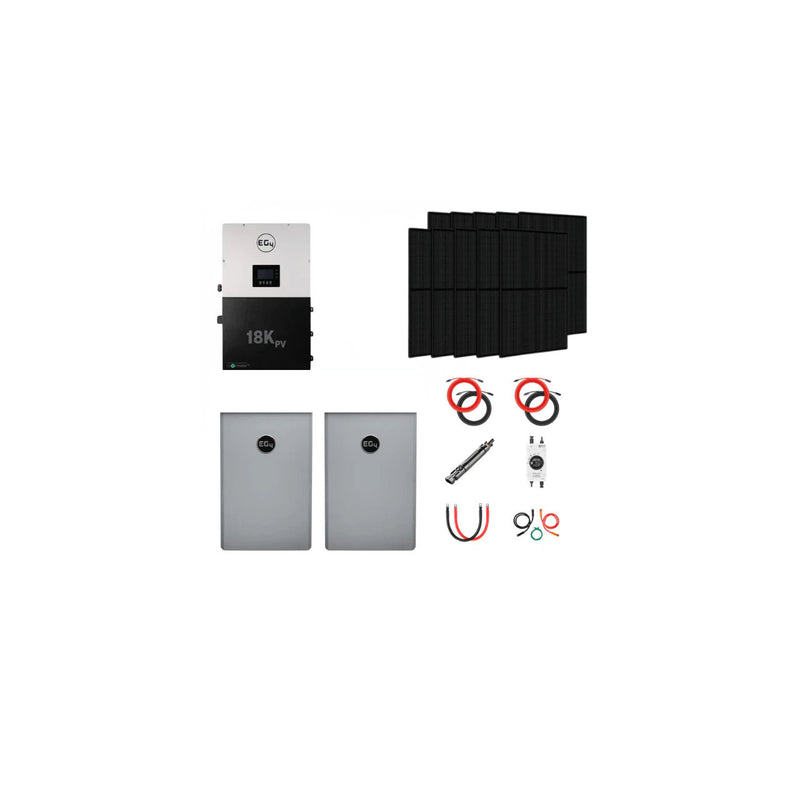 EG4 Complete Solar Kit | 12kW 120/240V Output 48VDC - 28.6kWh Solar Power System | EG4 18kPV Hybrid Inverter + 2 x EG4 PowerPro Wallmount Outdoor Battery + 24 x 410W Solar Panels