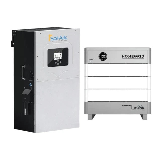 Sol-Ark + Homegrid Hybrid Power Kit | 15kW 120/240V Output 48VDC - 14.4kWh System Bundle | Sol-Ark SA-15K-2P Hybrid Inverter + HomeGrid STACK'D 3X Battery System
