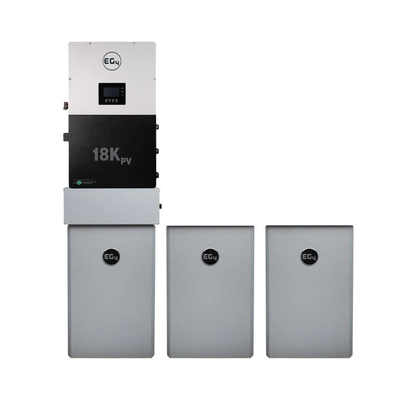 EG4 Hybrid Power Kit | 12kW 120/240V Output 48VDC - 42.9kWh System Bundle | EG4 18kPV Hybrid Inverter + 3 x EG4 PowerPro Wallmount Outdoor Battery