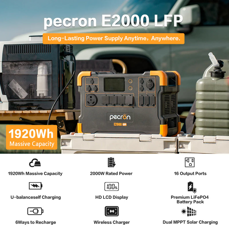 PECRON E2000LFP Expandable Portable Power Station Solar Generator (2000W | 1920Wh)