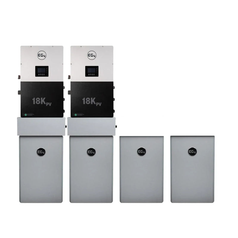 EG4 Hybrid Power Kit | 24kW 120/240V Output 48VDC - 57.2kWh System Bundle | 2 x EG4 18kPV Hybrid Inverter + 4 x EG4 PowerPro Wallmount Outdoor Battery