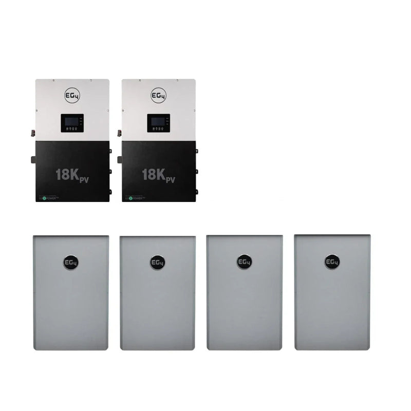 EG4 Hybrid Power Kit | 24kW 120/240V Output 48VDC - 57.2kWh System Bundle | 2 x EG4 18kPV Hybrid Inverter + 4 x EG4 PowerPro Wallmount Outdoor Battery
