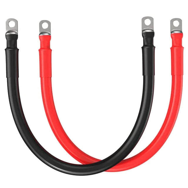 Rich Solar 6 Gauge 5/16” Battery Cables | Pair of 6AWG Red and Black Pure Copper Inverter Battery Cables with 5/16” Lugs
