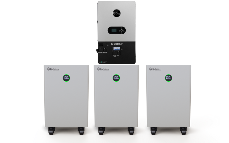 EG4 & BigBattery Hybrid Power Kit | 12kW 120/240V Output 48VDC Inverter - 45kWh System Bundle | 1 x EG4 12000XP Inverter + 3 x BigBattery NEXUS