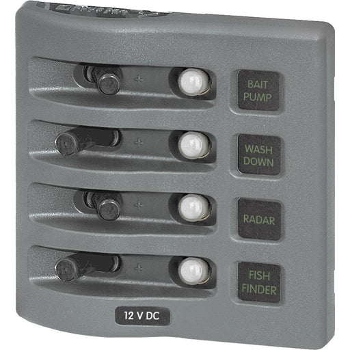 Blue Sea 4374 WeatherDeck Water Resistant Circuit Breaker Panel  4 Position  Grey 4374