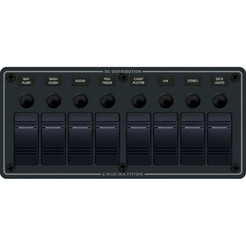 Blue Sea 8371 Water Resistant Panel  8 Position  Black  Horizontal Mount 8371