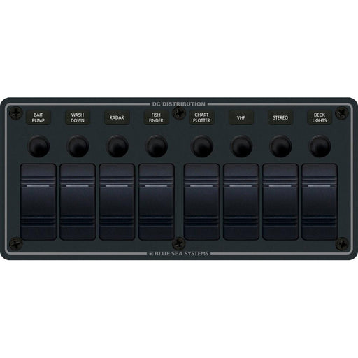 Blue Sea 8371 Water Resistant Panel  8 Position  Black  Horizontal Mount 8371