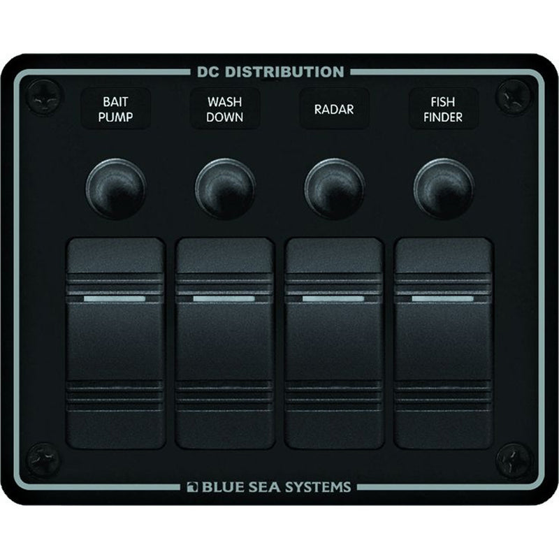 Blue Sea 8372 Water Resistant 4 Position  Black  Horizontal Mount Panel 8372