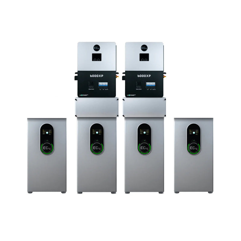 EG4 Hybrid Power Kit | 6kW 120/240V Output 48VDC - 57.2kWh System Bundle | 2 x EG4 6000XP Hybrid Inverter + 4 x EG4 Wallmount Indoor Battery