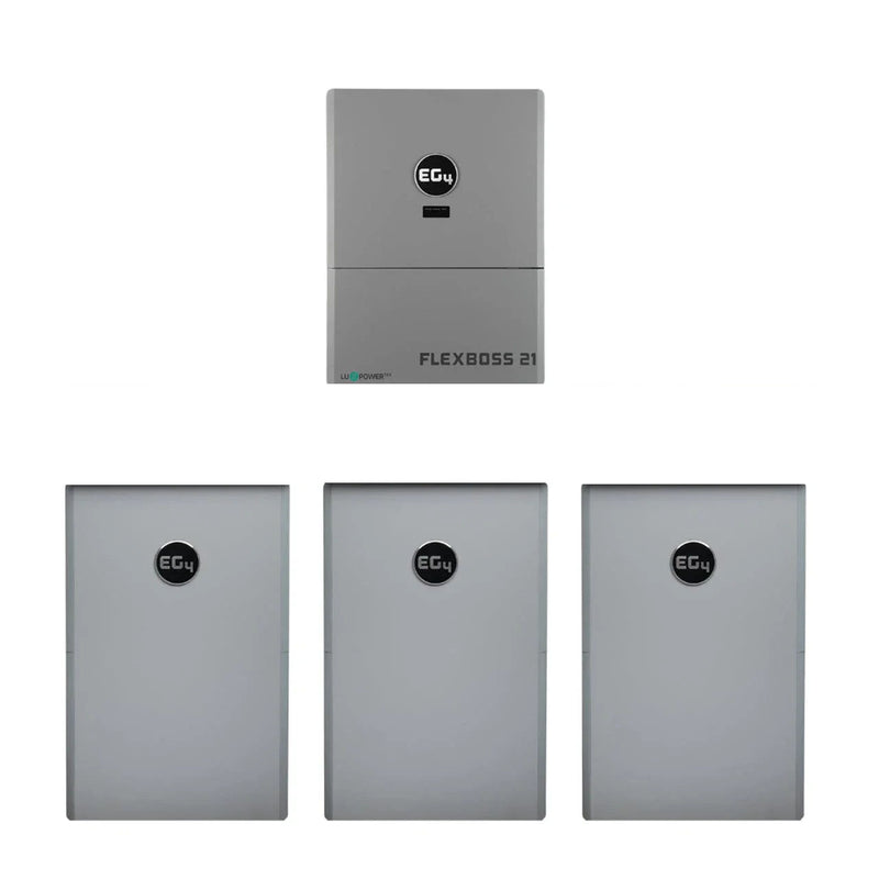 EG4 Hybrid Power Kit | 16kW 120/240V Output 48VDC - 42.9kWh System Bundle | EG4 FlexBOSS21 Hybrid Inverter + 3 x EG4 PowerPro Wallmount Outdoor Battery