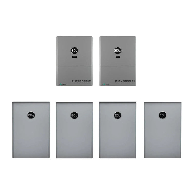 EG4 Hybrid Power Kit | 32kW 120/240V Output 48VDC - 57.2kWh System Bundle | 2 x EG4 FlexBOSS21 Hybrid Inverter + 4 x EG4 PowerPro Wallmount Outdoor Battery