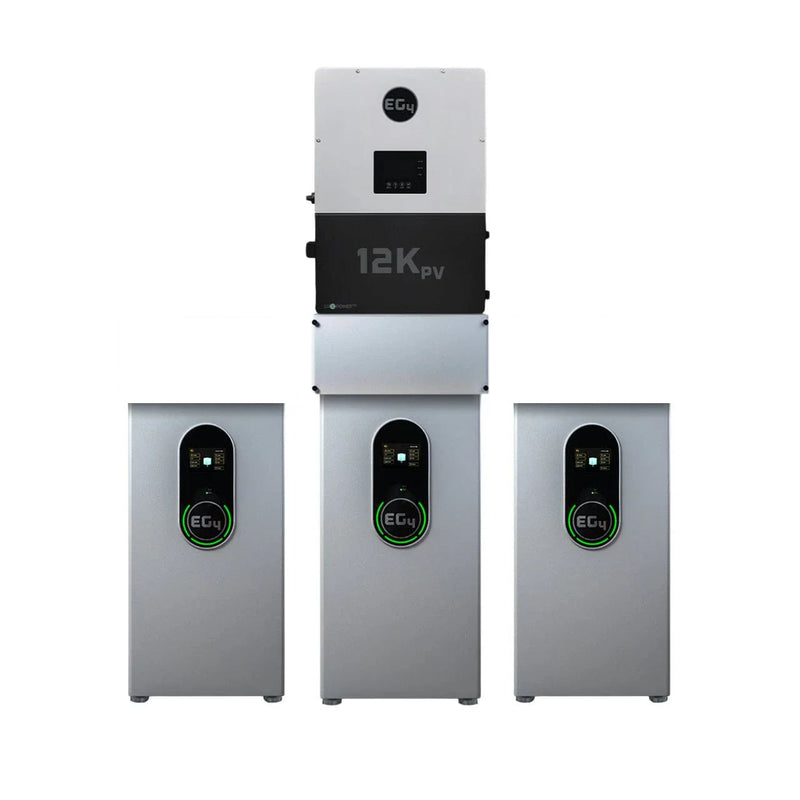 EG4 Hybrid Power Kit | 8kW 120/240V Output 48VDC - 42.9kWh System Bundle | EG4 12kPV Hybrid Inverter + 3 x EG4 Wallmount Indoor Battery