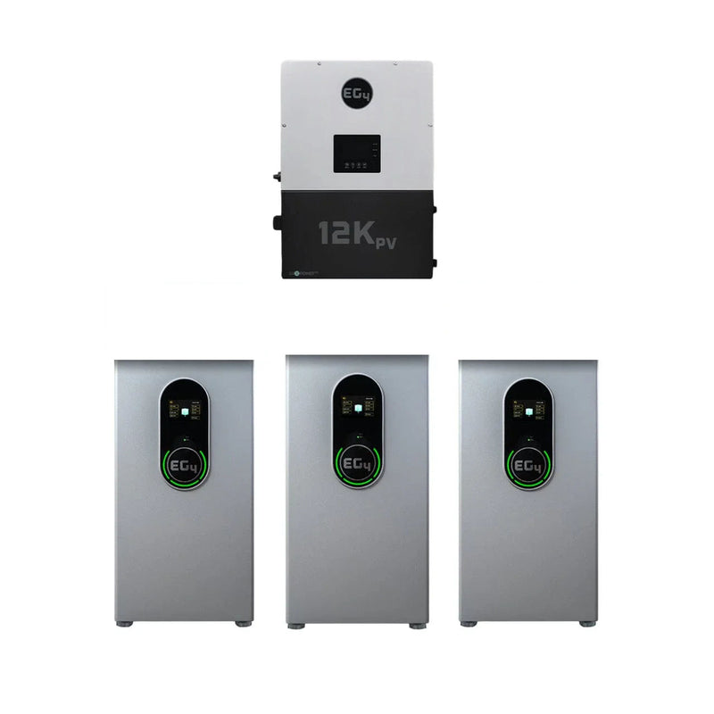EG4 Hybrid Power Kit | 8kW 120/240V Output 48VDC - 42.9kWh System Bundle | EG4 12kPV Hybrid Inverter + 3 x EG4 Wallmount Indoor Battery