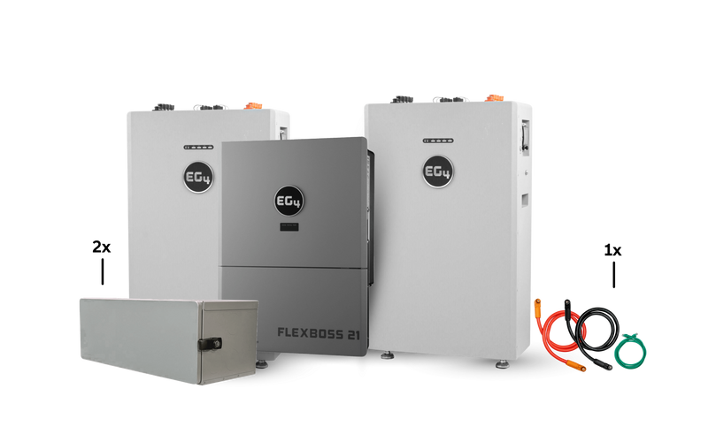 EG4 Hybrid Power Kit | 16kW 120/240V Output 48VDC - 32kWh System Bundle | 1 x EG4 FlexBoss21 Hybrid Inverter + 2 x EG4 All-Weather 314Ah Battery