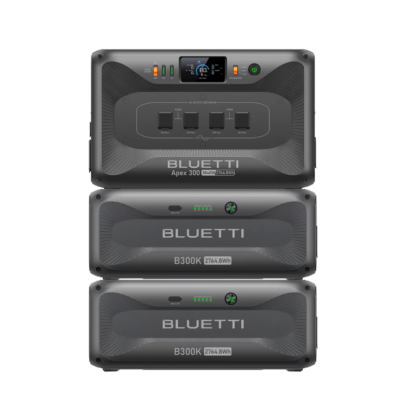 Bluetti Apex 300 Versatile Solar Generator Power Station (3,840W | 2,764.8Wh) + 2x B300K Expansion Battery B300K Expansion Battery (5529.6Wh)
