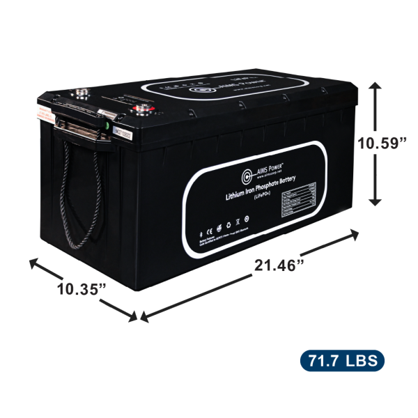 Aims Power Lithium Battery 300Ah 3.84 kW with Wake Up, Heater & BT Monitoring 12V LiFePO4