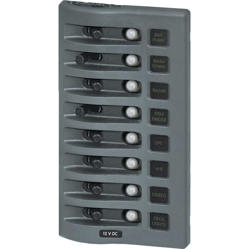 Blue Sea 4378 WeatherDeck Water Resistant Circuit Breaker Panel  8 Position  Grey 4378