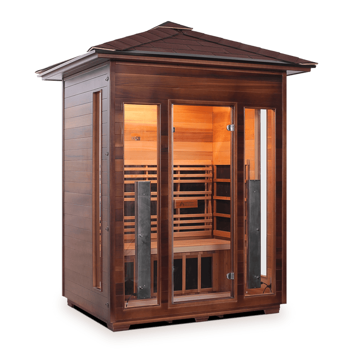 Enlighten InfraNature Original Rustic 3 Full Spectrum Infrared Outdoor Sauna | 3 Persons