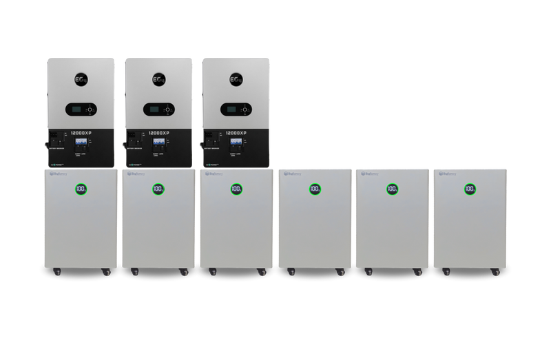 EG4 & BigBattery Hybrid Power Kit | 36kW 120/240V Output 48VDC Inverter - 90kWh System Bundle | 3 x EG4 12000XP Inverter + 6 x BigBattery NEXUS