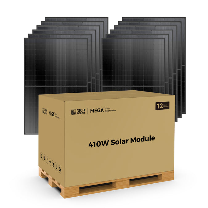 Rich Solar Mega 410 Watt Monocrystalline Solar Panel | High Efficiency | Black Mono-facial Module | Grid-Tie | Off-Grid