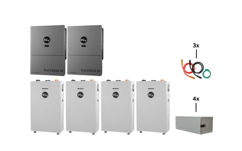 EG4 Hybrid Power Kit | 32kW 120/240V Output 48VDC - 48kWh System Bundle | 2 x EG4 FlexBoss21 Hybrid Inverter + 4 x EG4 All-Weather 314Ah Battery