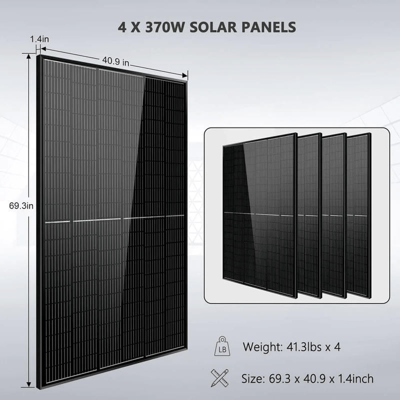 4 x 370w Solar Panel Dimensions