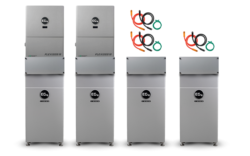 EG4 Hybrid Power Kit | 26kW 120/240V Ouput 48VDC - 64kWh System Bundle | 2 x EG4 FlexBoss18 Hybrid Inverter + 4 x EG4 WallMount 314Ah Indoor Battery