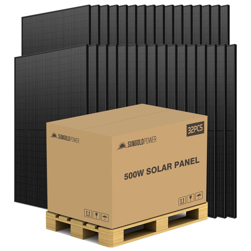 SunGold Power 500W Mono Black PERC Solar Panel (32 Panels)
