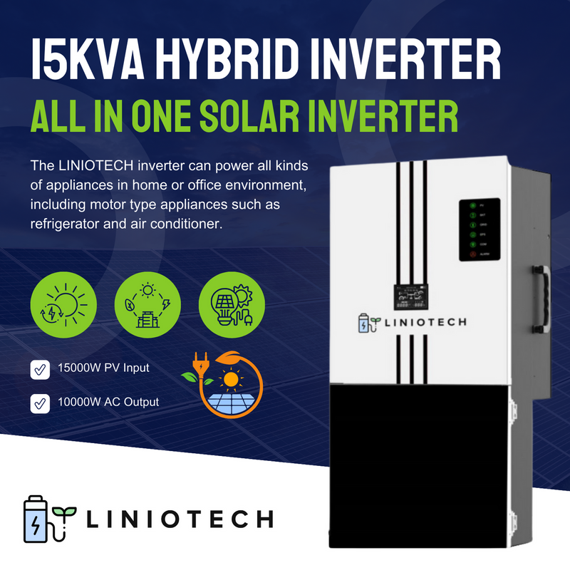 LINIOTECH 15KVA Hybrid Inverter All in One solar Inverter | 15kW PV Input | 11.4kW AC Output