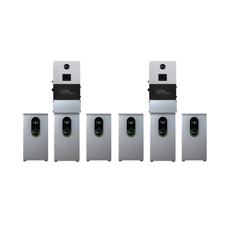 EG4 Hybrid Power Kit | 16kW 120/240V Output 48VDC - 85.8kWh System Bundle | 2 x EG4 12kPV Hybrid Inverter + 6 x EG4 Wallmount Indoor Battery