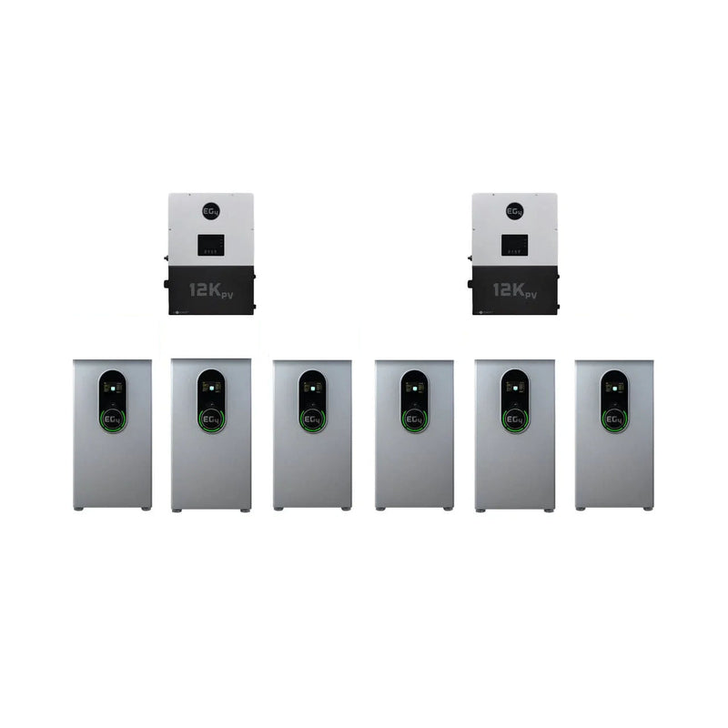 EG4 Hybrid Power Kit | 16kW 120/240V Output 48VDC - 85.8kWh System Bundle | 2 x EG4 12kPV Hybrid Inverter + 6 x EG4 Wallmount Indoor Battery