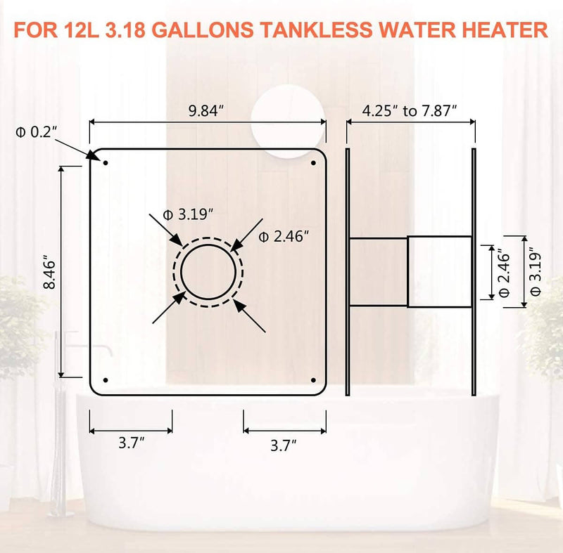 Camplux 3.18 GPM Indoor Propane Tankless Water Heater with Wall Thimble, White