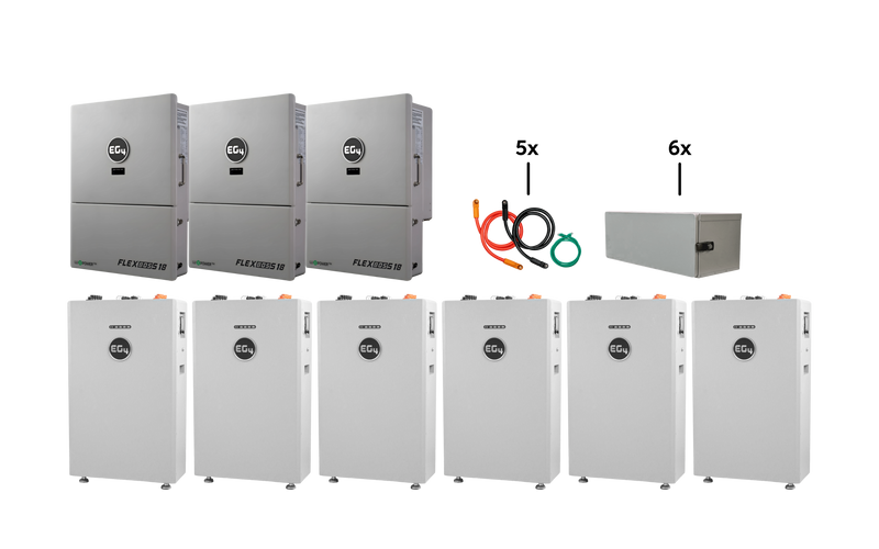 EG4 Hybrid Power Kit | 39kW 120/240V Output 48VDC - 96kWh System Bundle | 3 x EG4 FlexBoss18 Hybrid Inverter + 6 x EG4 All-Weather 314Ah Battery