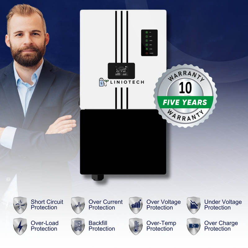 Liniotech 15KVA Hybrid Inverter All in One solar Inverter | 15kW PV Input | 11.4kW AC Output 200A Pass Through