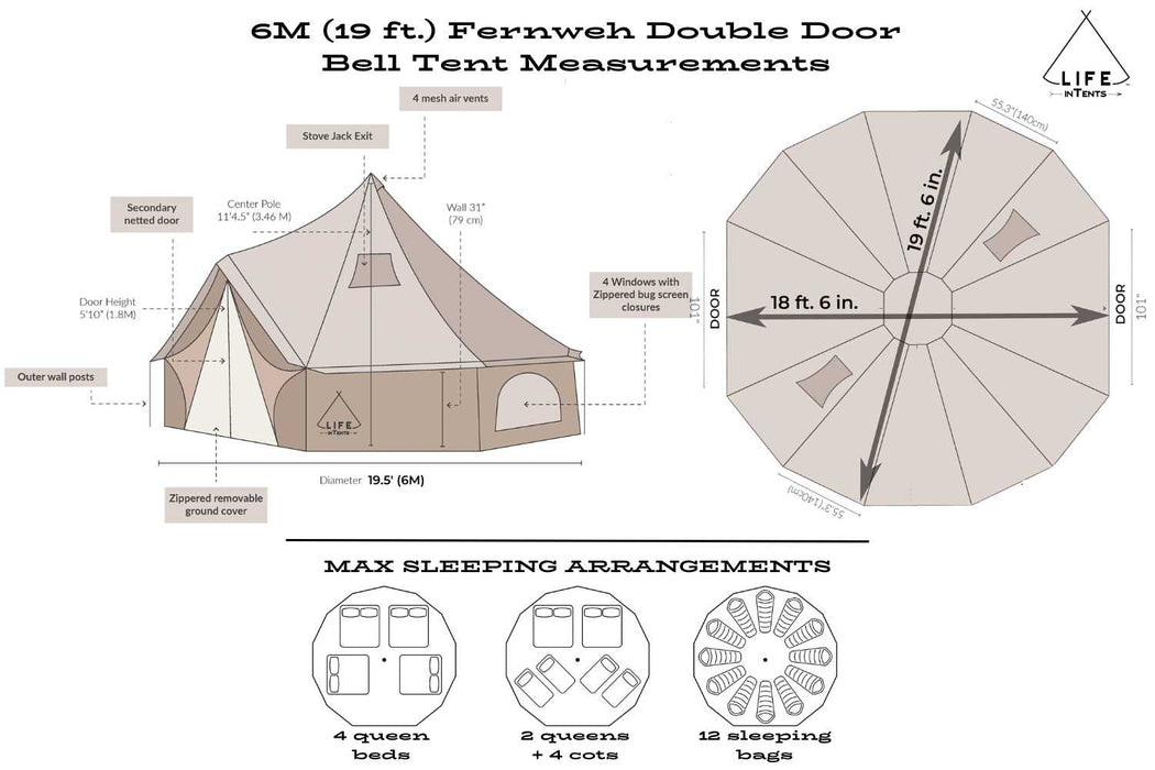 Life InTents 19' (6M) Fernweh™ Double-Door Bell Tent