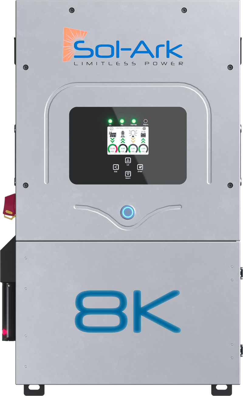 Sol-Ark 8K-2P | 8kW All-in-One Hybrid Inverter | 120/240VAC Split Phase | 48VDC | Indoor/Outdoor | NEMA-3R