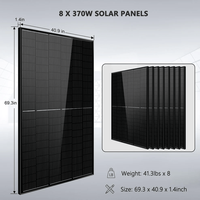 8 x 370W Solar Panels