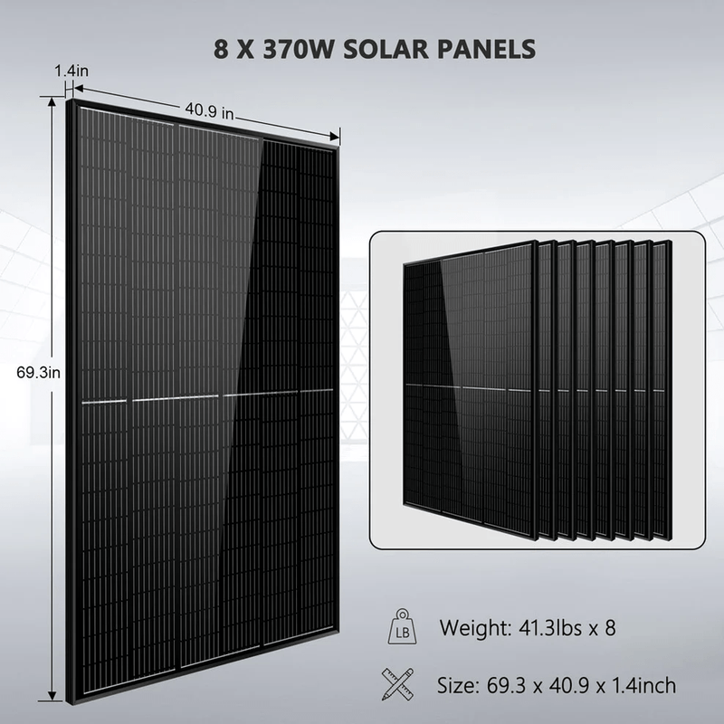 8pcs 370W Solar Panels
